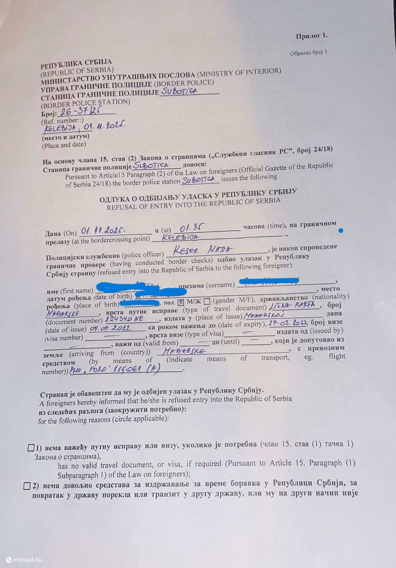 A nemzetbiztonsági kockázatot "igazoló" dokumentum