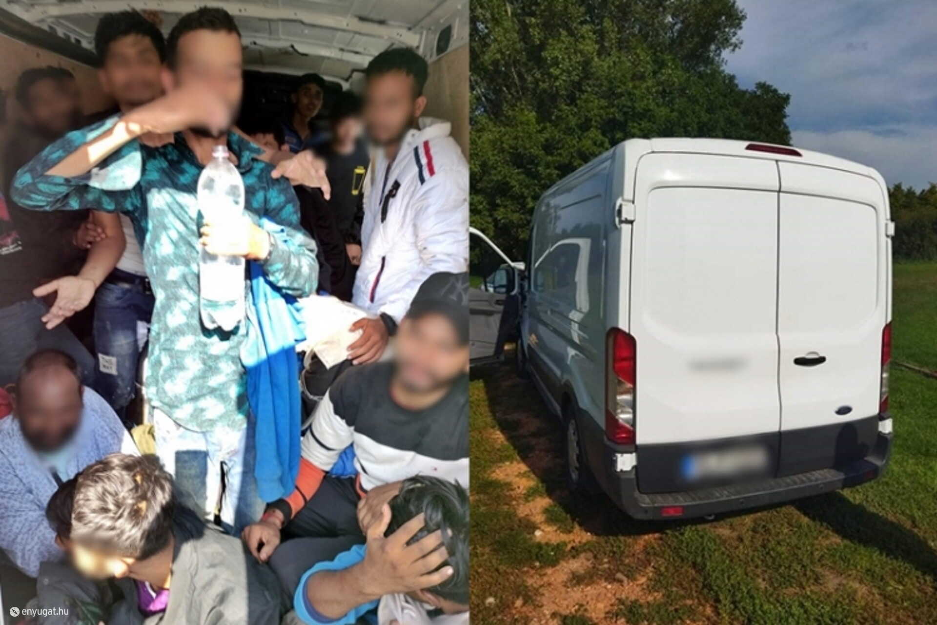 Összezsúfolódva utaztak az ablaktalan hátsó térben.