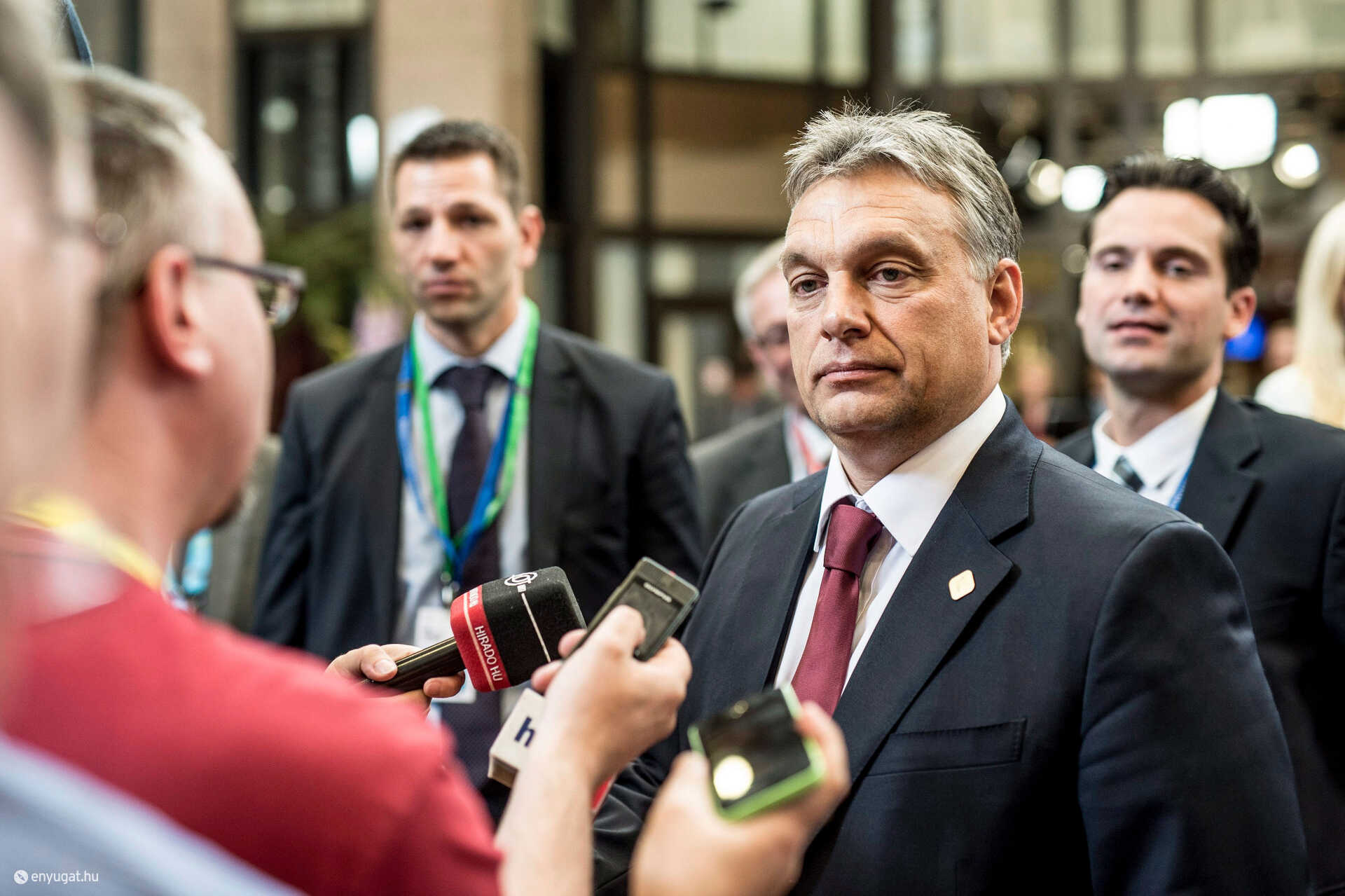 Orbán Viktor magyar miniszterelnök az EU csúcs előtt Brüsszelben.