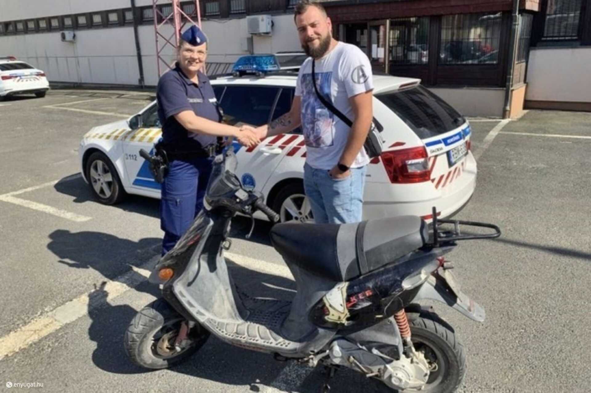A segédmotor-kerékpár tulajdonosa visszakapta az ellopott kétkerekűt.