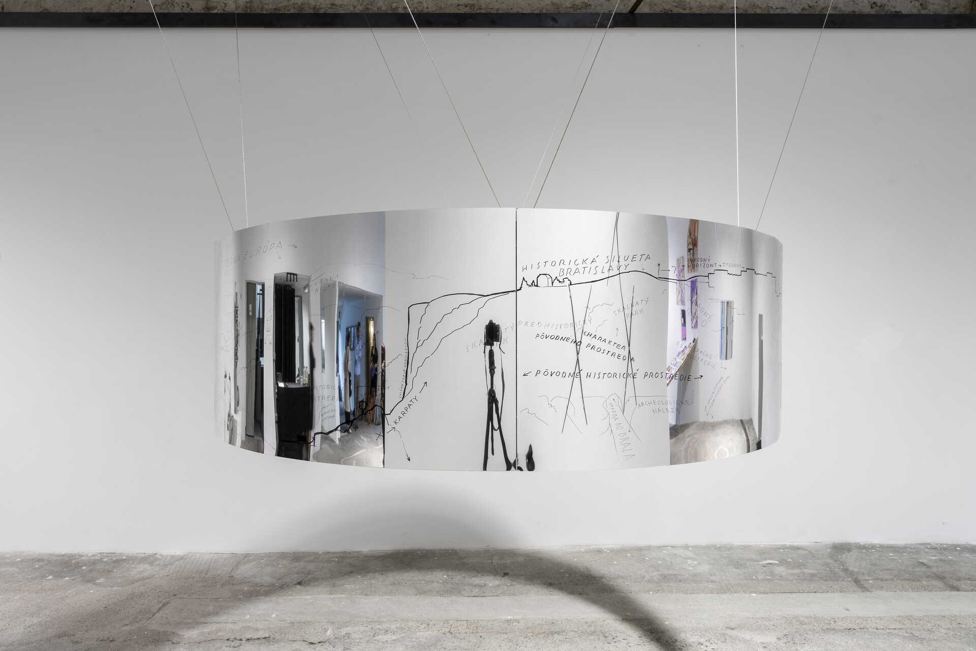 Andreas Fogarasi: Mirror Ring (Bratislava), 2015, Peter Bartoš rajzaival kiegészítve 2017-től