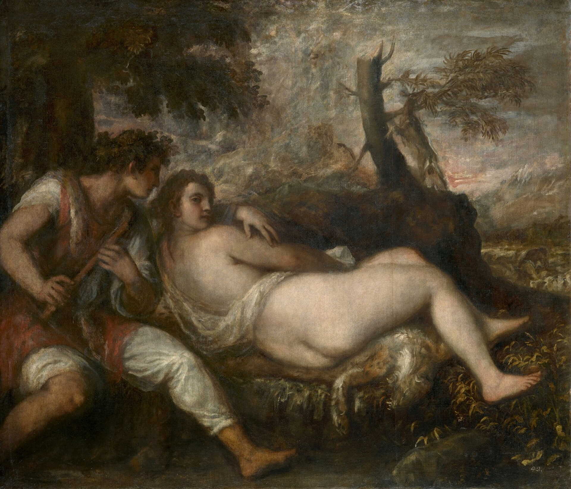 Tiziano: Pásztor és nimfa