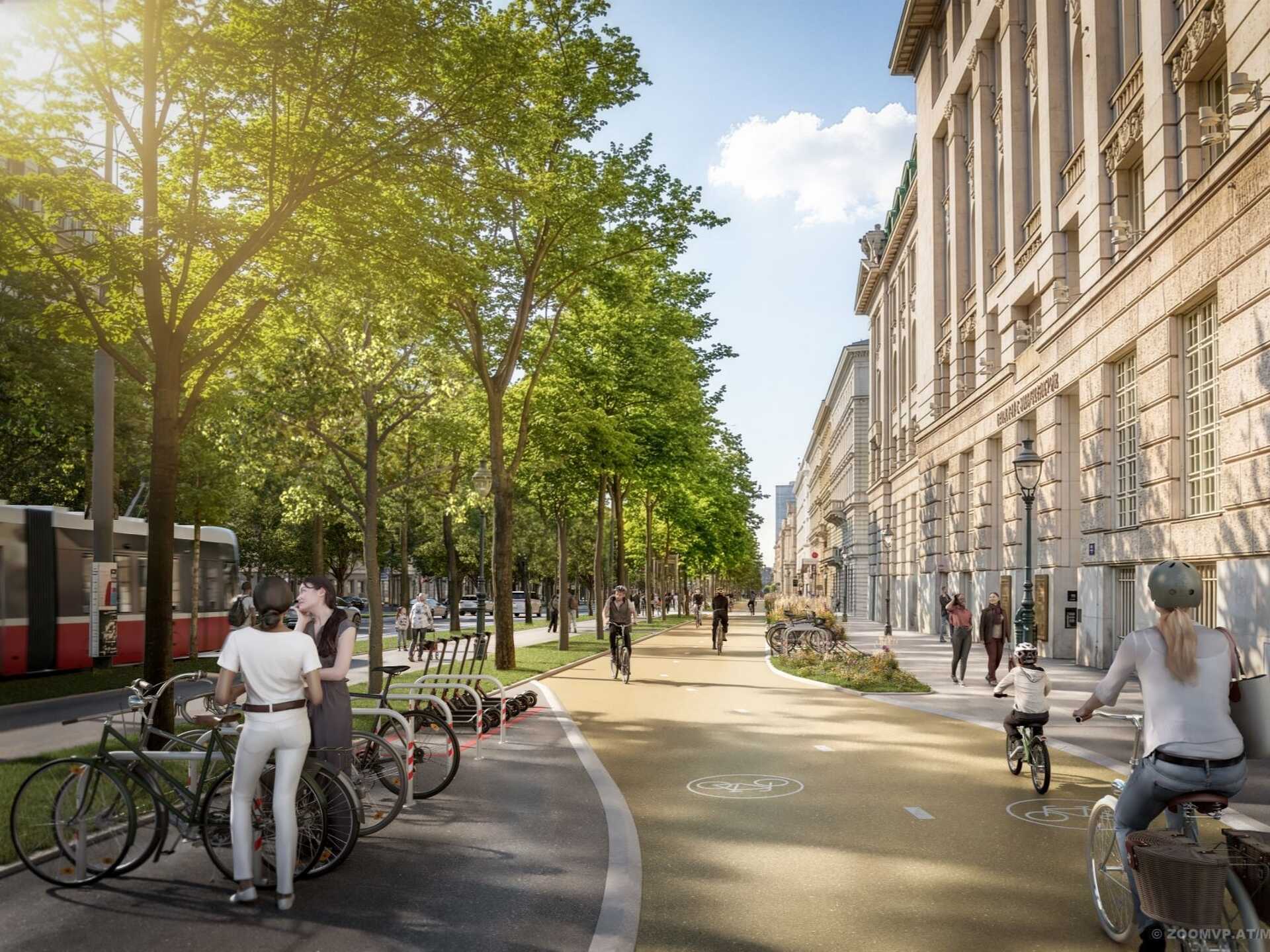 A bécsi Ring első fejlesztési szakaszának (Schottenring–Schottentor) látványterve